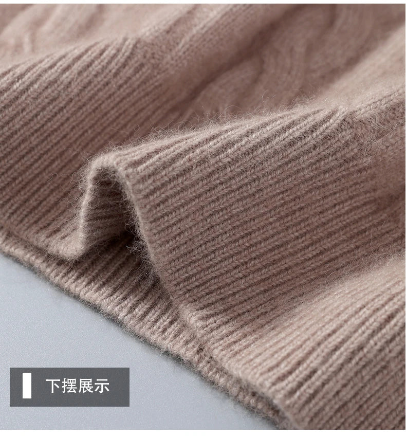 Winter New Men's Thickened Sweater Mink Cashmere Sweater Pullover Round Neck Twisted Large Size Casual Underlay Knitted Warm Top