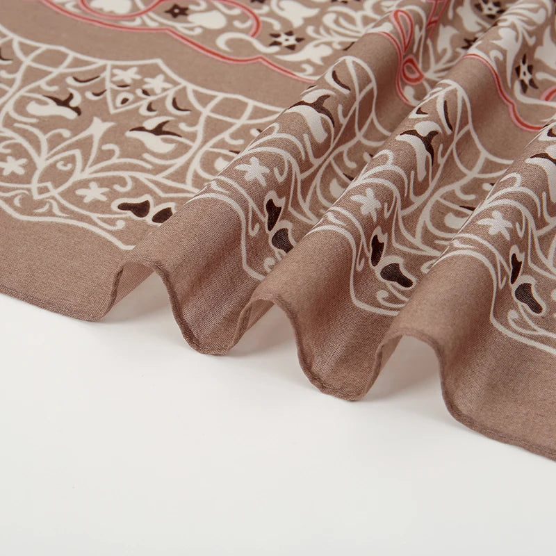 110*110cm Satin Square Scarf Women Big Size Shawl Ink Wash Style Luxury Design Scarf Floral Printed Handkerchief Damask Hijab