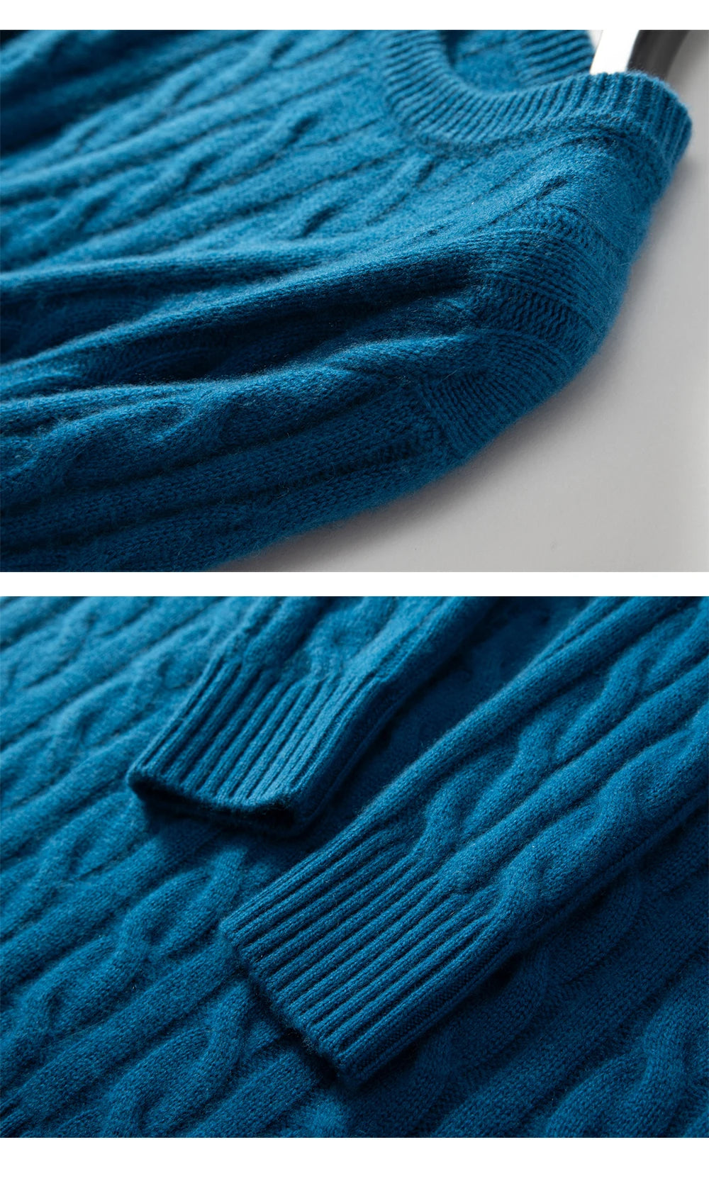 Men's 100% pure cashmere pullover casual solid color knitted sweater loose round neck Tops thick and warm Jumper