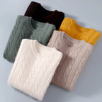 Winter New Men's Thickened Sweater Mink Cashmere Sweater Pullover Round Neck Twisted Large Size Casual Underlay Knitted Warm Top