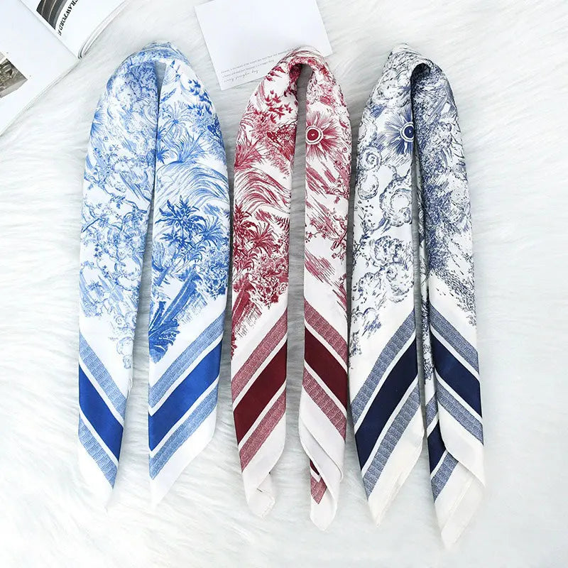 70*70cm New Literary Fashionable Bandana Simulation Silk Temperament Square Scarves Women Spring/Summer Soft Satin Scarf