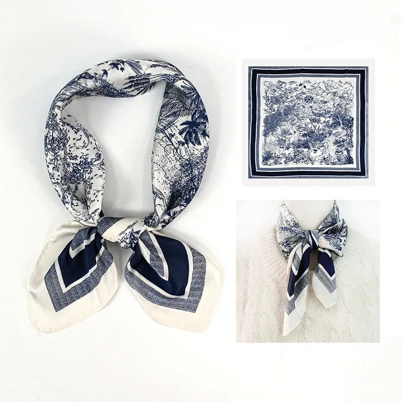 70*70cm New Literary Fashionable Bandana Simulation Silk Temperament Square Scarves Women Spring/Summer Soft Satin Scarf