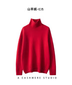 2024 Autumn and Winter New Thick Cashmere Sweater Women High Neck Pullover Sweater Warm Loose Knitted Base Sweater Jacket Tops