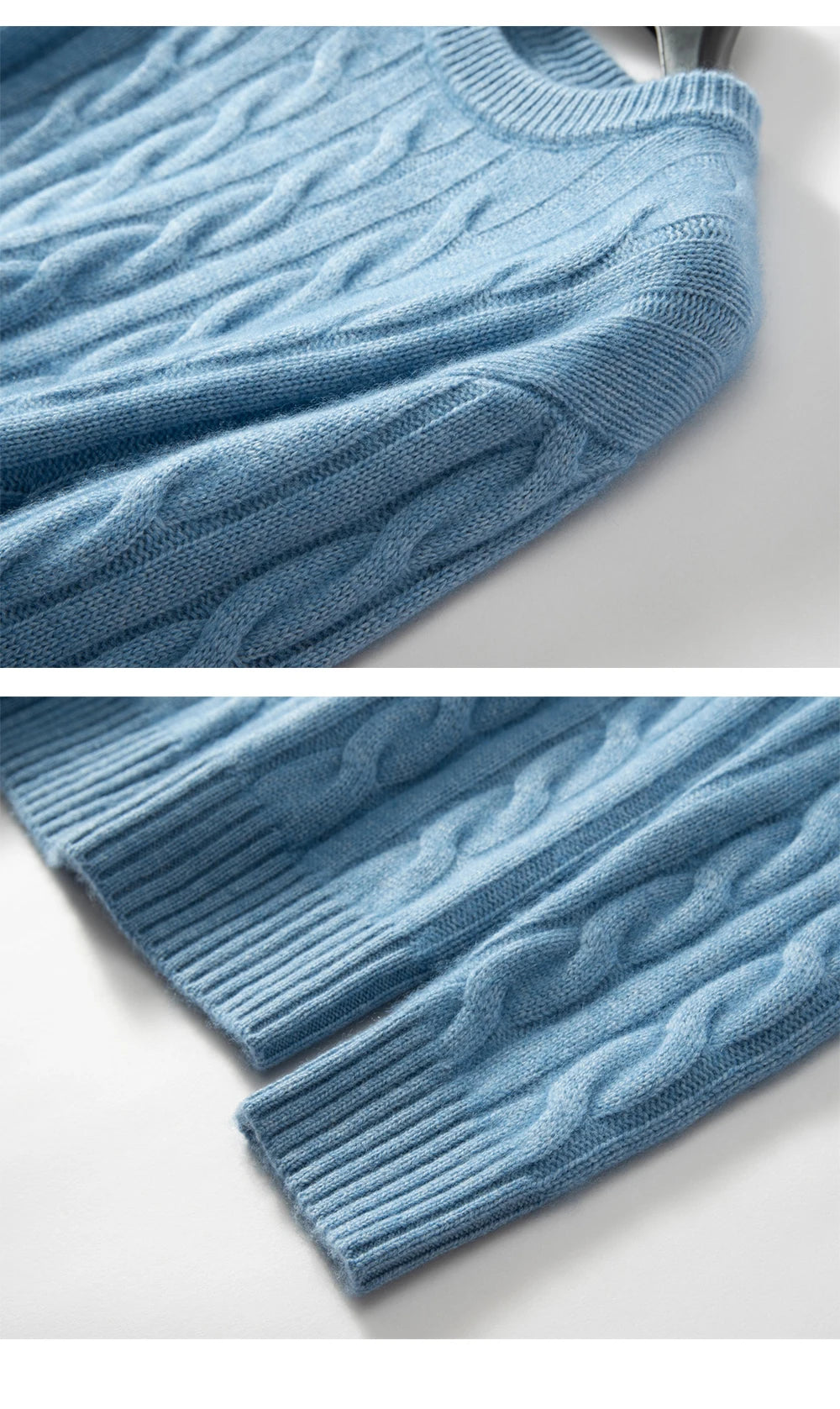 Men's 100% pure cashmere pullover casual solid color knitted sweater loose round neck Tops thick and warm Jumper