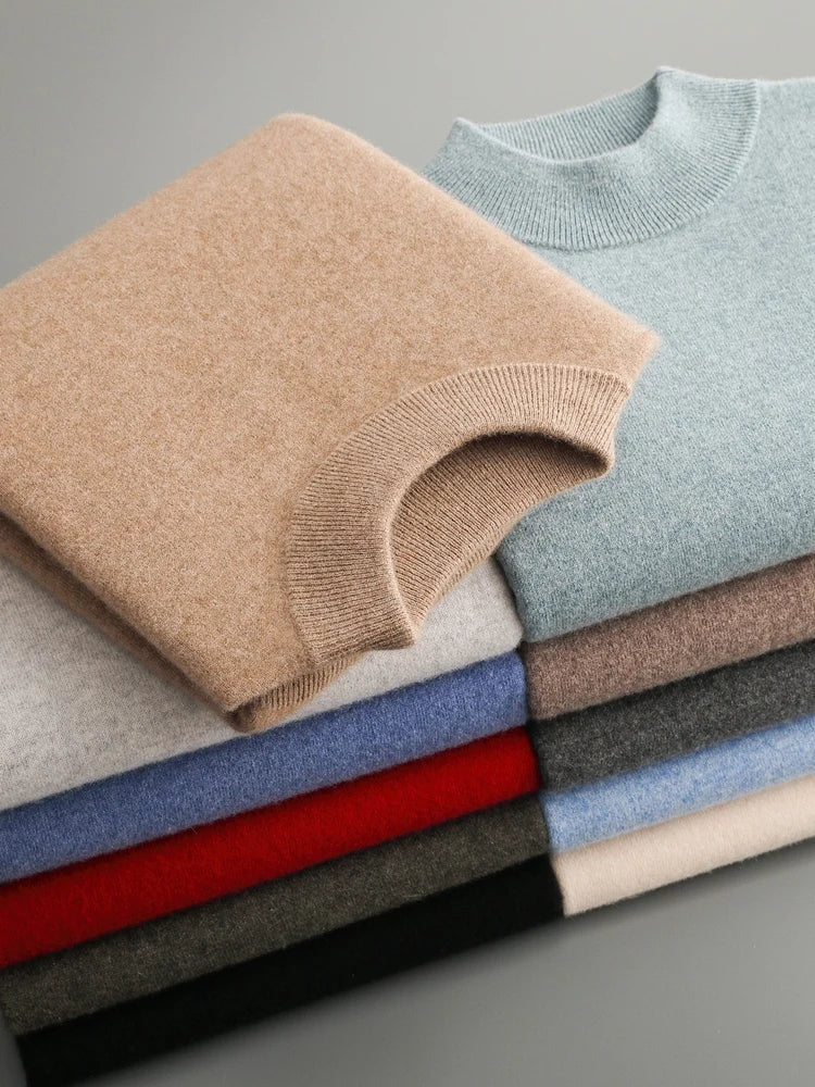 Addonee Men's Cashmere Sweater 100% Merino Wool Pullover Soft Warm O-Neck  Knitwear Quality Casual Smart Jumpers Tops Clothing