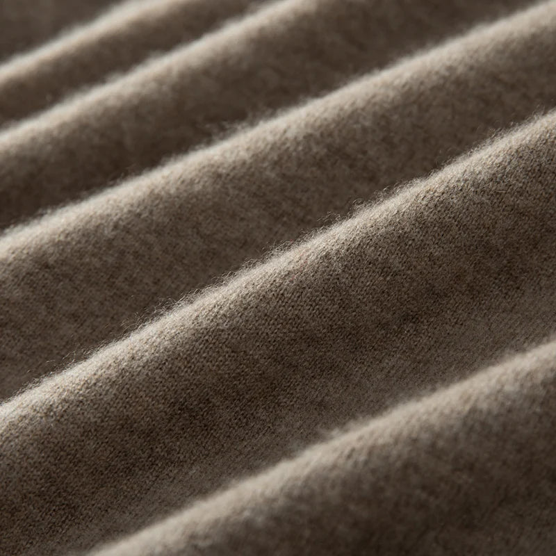 100% Pure Goat Cashmere Men's Crewneck Pullover Sweater Basic Half Sleeve Sweater Solid Color Business Casual Men's Top