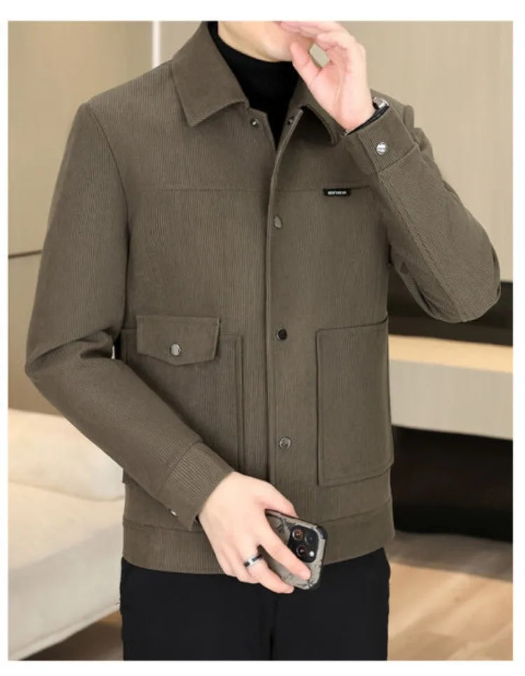 2024 Autumn Casual Business Jackets Men Slim Fit Social Office Outwear Korean Fashion Lapel Outwear Streetwear Windbreaker