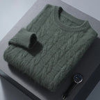 Winter New Men's Thickened Sweater Mink Cashmere Sweater Pullover Round Neck Twisted Large Size Casual Underlay Knitted Warm Top
