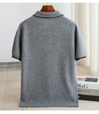 100% Merino wool men's lapel short sleeved sweater T-shirt new knitted casual business men's pullover sweater wool T-shirt summe