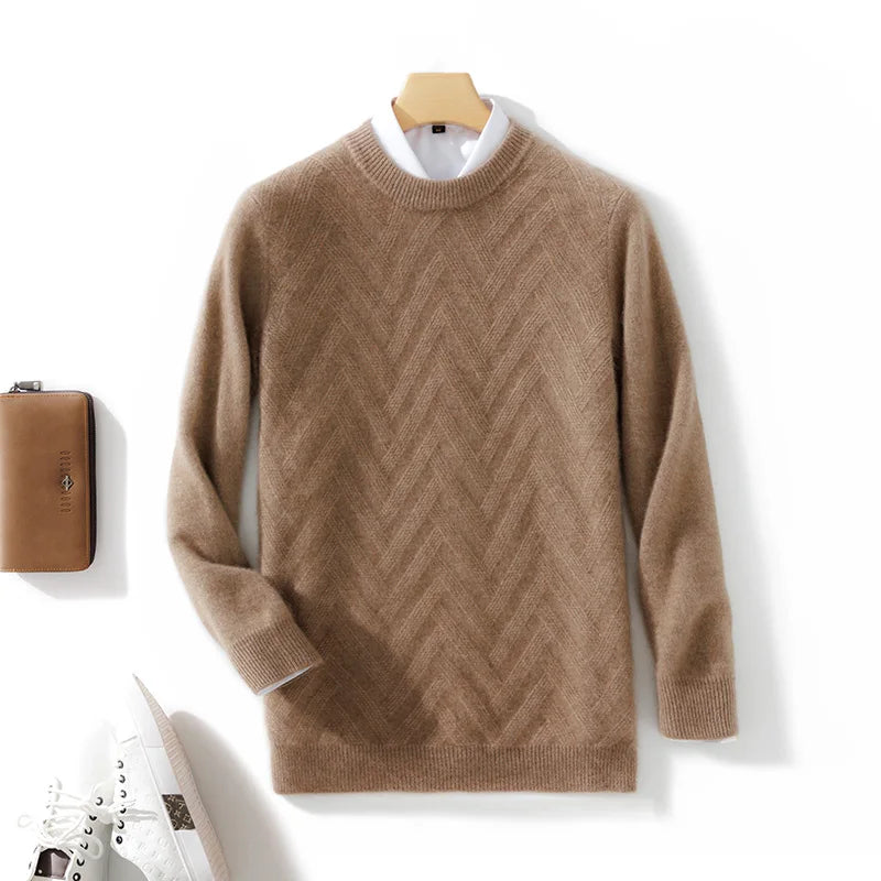 Men's Cashmere Sweater Autumn Winter  O-neck Long Sleeve Pullover  Casual Clothing 100% Merino Wool high-end Knitwear Top