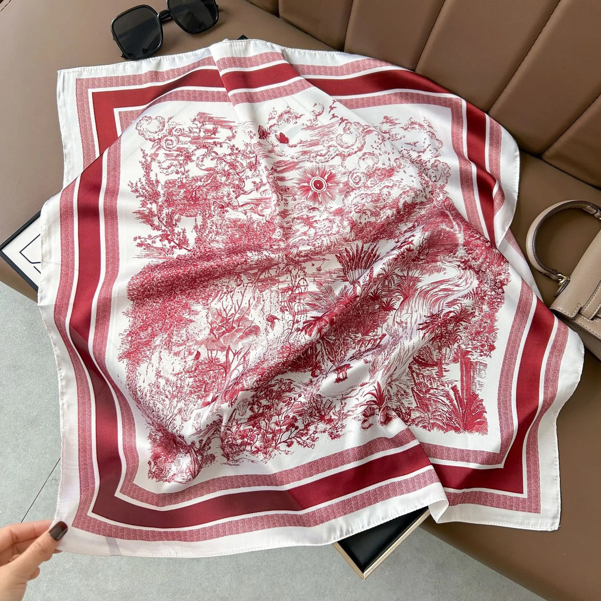 70*70cm New Literary Fashionable Bandana Simulation Silk Temperament Square Scarves Women Spring/Summer Soft Satin Scarf