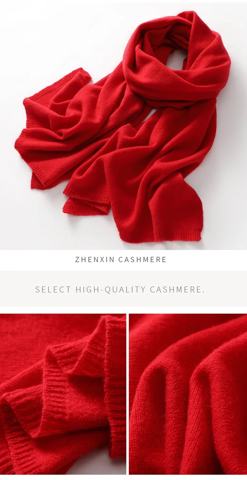 Quality 100% Cashmere Scarf for Women  Men Solid Color Warm Winter Knit Wrap, Soft Luxury Neck Warmer, Fashion Lightweight
