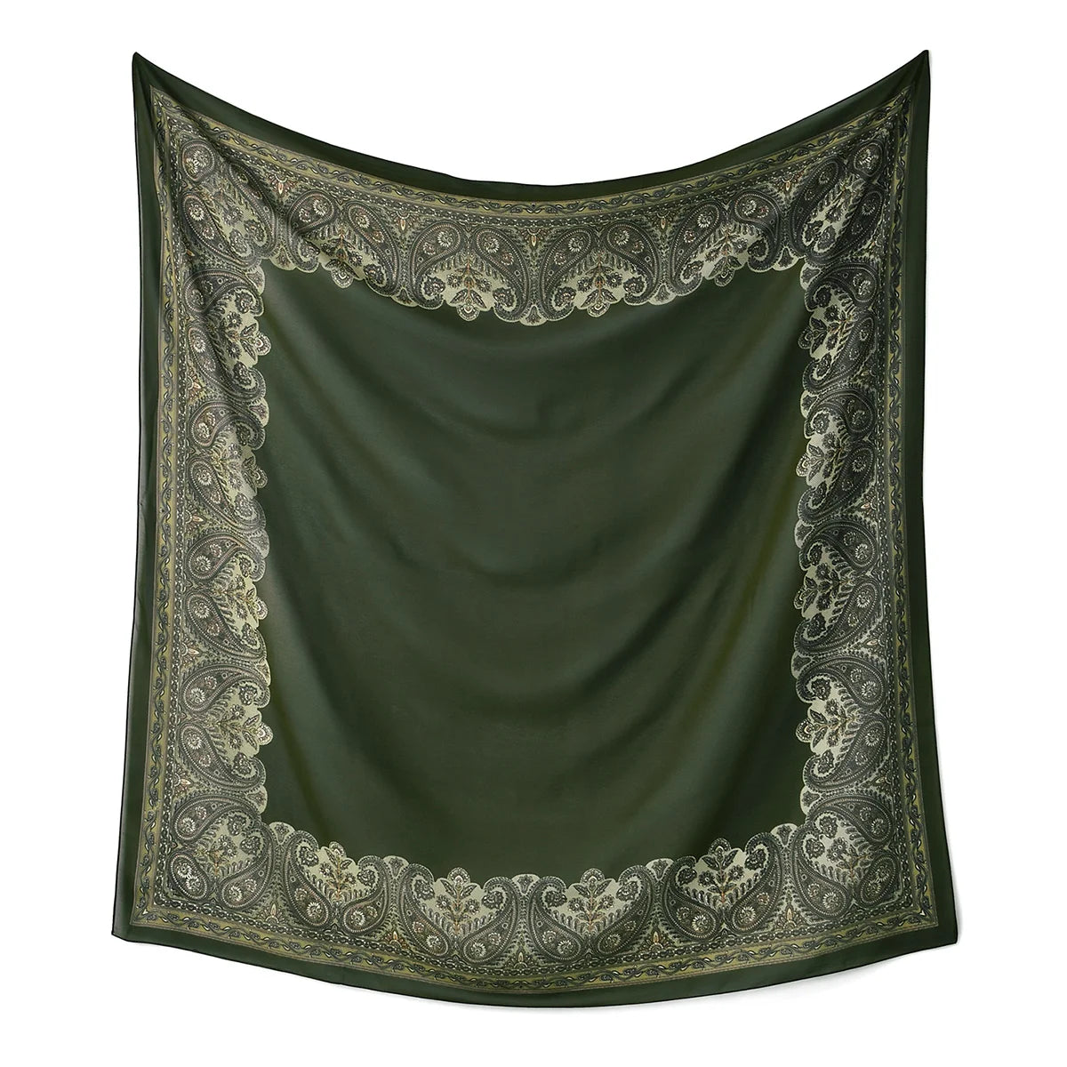 110*110cm Satin Square Scarf Women Big Size Shawl Ink Wash Style Luxury Design Scarf Floral Printed Handkerchief Damask Hijab