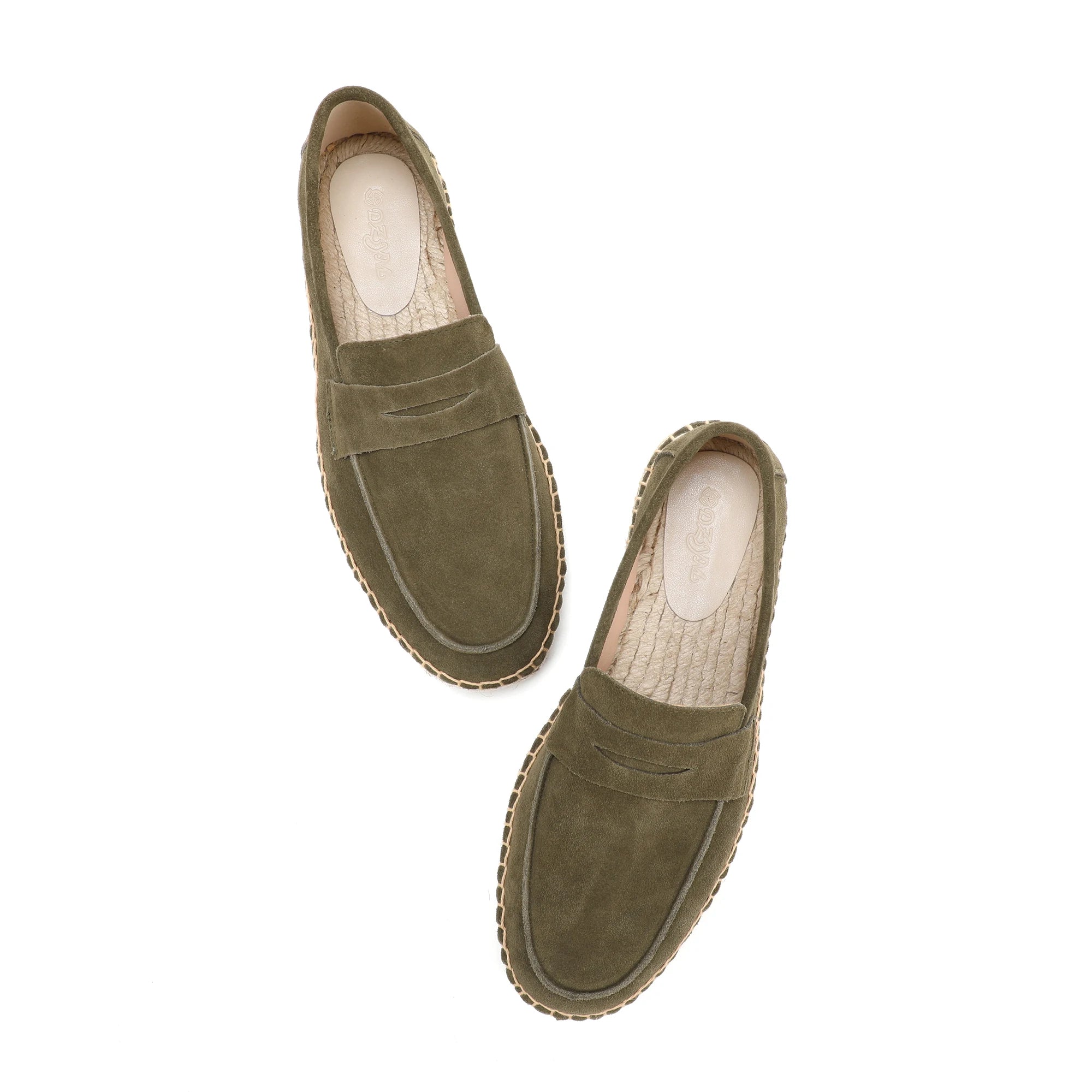 Men's Jute Espadrilles Slip on Loafers Cow Suede Leather Casual Shoes