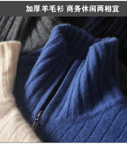 Men 100% Merino Wool Stand-Up Collar Cardigan Casual Knit Business Zipper Coat Autumn Winter Versatile Warm Men Cashmere Jacket