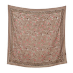 110*110cm Satin Square Scarf Women Big Size Shawl Ink Wash Style Luxury Design Scarf Floral Printed Handkerchief Damask Hijab