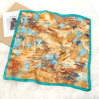 Luxury Print Satin Silk Square Scarf for Women Shawl Hijab Neckerchief Female Hair Ribbon Headband Fashion Wrap Bandana 2023 New