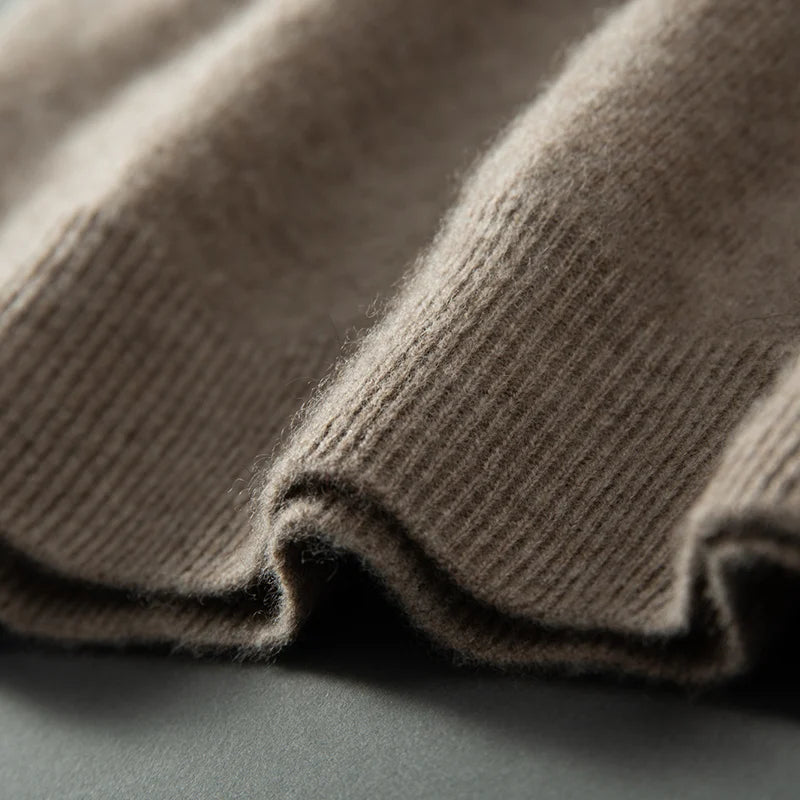 100% Pure Goat Cashmere Men's Crewneck Pullover Sweater Basic Half Sleeve Sweater Solid Color Business Casual Men's Top