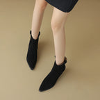 AIYUQI Women's Ankle Boots 2025 New Pointed Toe Zippered Western Cowboy Boots For Women Block Heel Work Boots Female