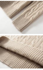 Men's 100% pure cashmere pullover casual solid color knitted sweater loose round neck Tops thick and warm Jumper