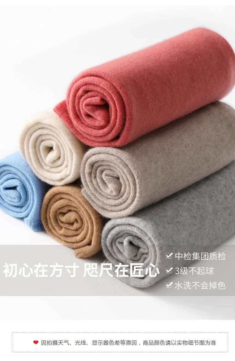 Quality 100% Cashmere Scarf for Women  Men Solid Color Warm Winter Knit Wrap, Soft Luxury Neck Warmer, Fashion Lightweight