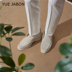 New Cow Leather Casual Men's Slip-On Loafers Lightweight Daily Wear Outdoor Real Leather Leisure Shoes round Toe Rubber Outsole