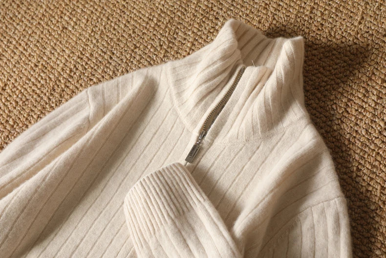 Men 100% Merino Wool Stand-Up Collar Cardigan Casual Knit Business Zipper Coat Autumn Winter Versatile Warm Men Cashmere Jacket