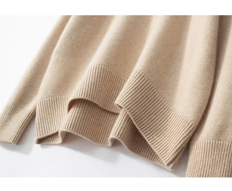2024 Autumn and Winter New Thick Cashmere Sweater Women High Neck Pullover Sweater Warm Loose Knitted Base Sweater Jacket Tops