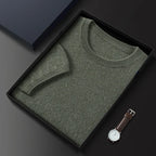 100% Pure Goat Cashmere Men's Crewneck Pullover Sweater Basic Half Sleeve Sweater Solid Color Business Casual Men's Top