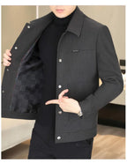2024 Autumn Casual Business Jackets Men Slim Fit Social Office Outwear Korean Fashion Lapel Outwear Streetwear Windbreaker