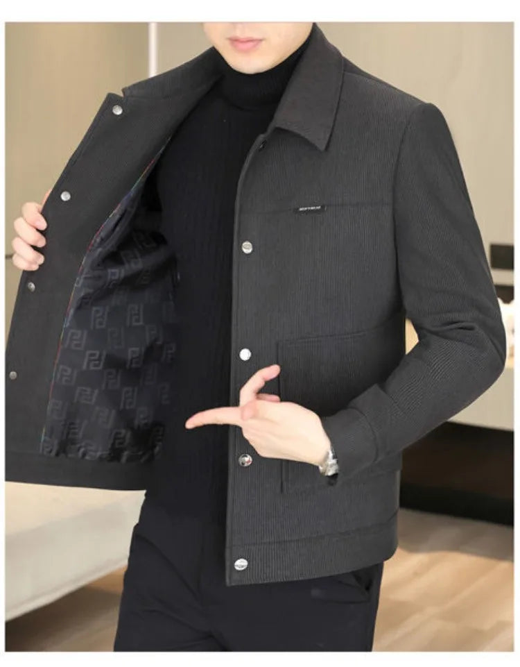2024 Autumn Casual Business Jackets Men Slim Fit Social Office Outwear Korean Fashion Lapel Outwear Streetwear Windbreaker