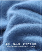 2025 Autumn And Winter New Men's Mink Wool Sweater POLO Collar Pullover Business Thick Warm Loose Oversized Knitted Sweater Tops