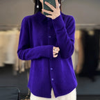 100% Mink Cashmere POLO Collar Women's Sweater Cardigan Solid Color Thick warm Cardigan Sweater For Women 2023 Autumn/Winter New