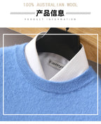 Men's 100% Pure Mink Cashmere Sweater O-Neck Pullovers Knit Sweater Autumn and Winter New Long Sleeve High-End Jumpers Mink Tops