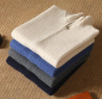 Men 100% Merino Wool Stand-Up Collar Cardigan Casual Knit Business Zipper Coat Autumn Winter Versatile Warm Men Cashmere Jacket