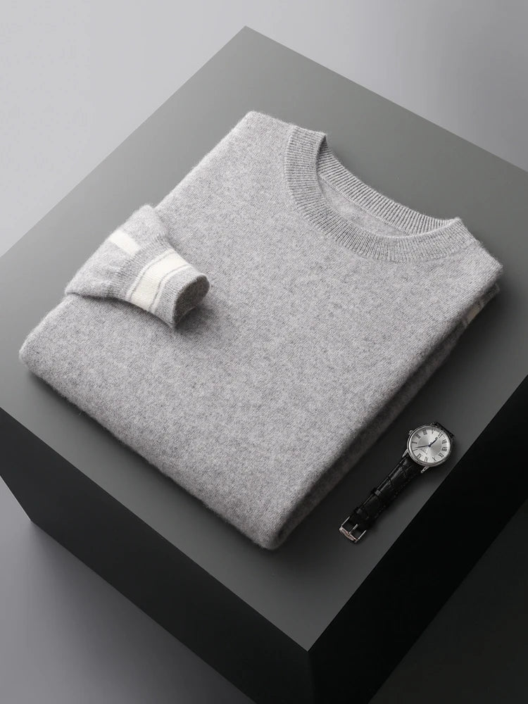 Yoyoselect Men 100% Cashmere Sweater Suit O Neck Pullover Casual Pants Luxury Soft Knitwear Autumn Winter Thick Warm Clothing