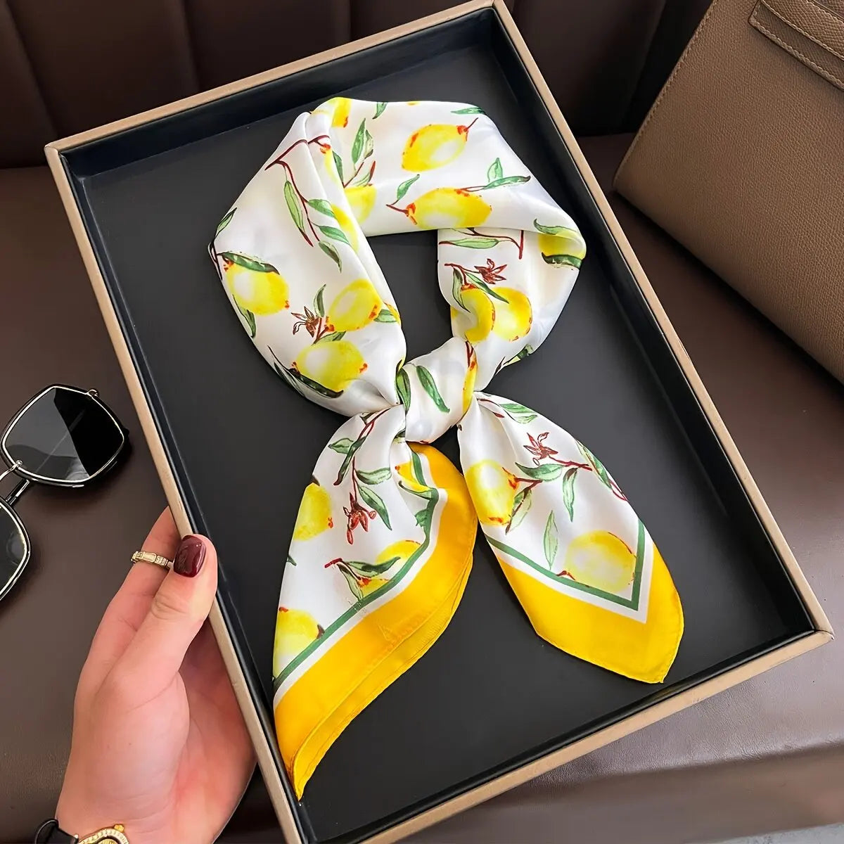 Luxury Print Satin Silk Square Scarf for Women Shawl Hijab Neckerchief Female Hair Ribbon Headband Fashion Wrap Bandana 2023 New