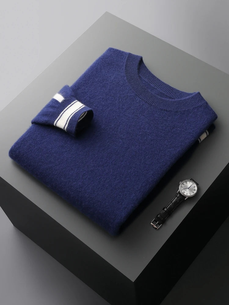 Yoyoselect Men 100% Cashmere Sweater Suit O Neck Pullover Casual Pants Luxury Soft Knitwear Autumn Winter Thick Warm Clothing