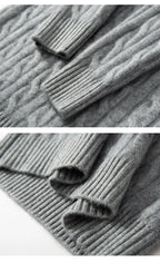 Men's 100% pure cashmere pullover casual solid color knitted sweater loose round neck Tops thick and warm Jumper