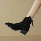 AIYUQI Women's Ankle Boots 2025 New Pointed Toe Zippered Western Cowboy Boots For Women Block Heel Work Boots Female