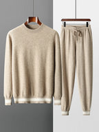 Yoyoselect Men 100% Cashmere Sweater Suit O Neck Pullover Casual Pants Luxury Soft Knitwear Autumn Winter Thick Warm Clothing