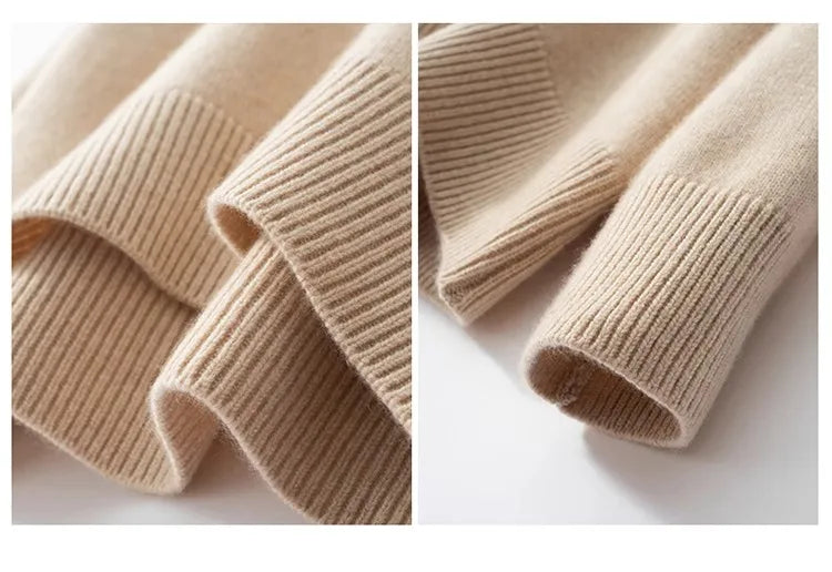 2024 Autumn and Winter New Thick Cashmere Sweater Women High Neck Pullover Sweater Warm Loose Knitted Base Sweater Jacket Tops