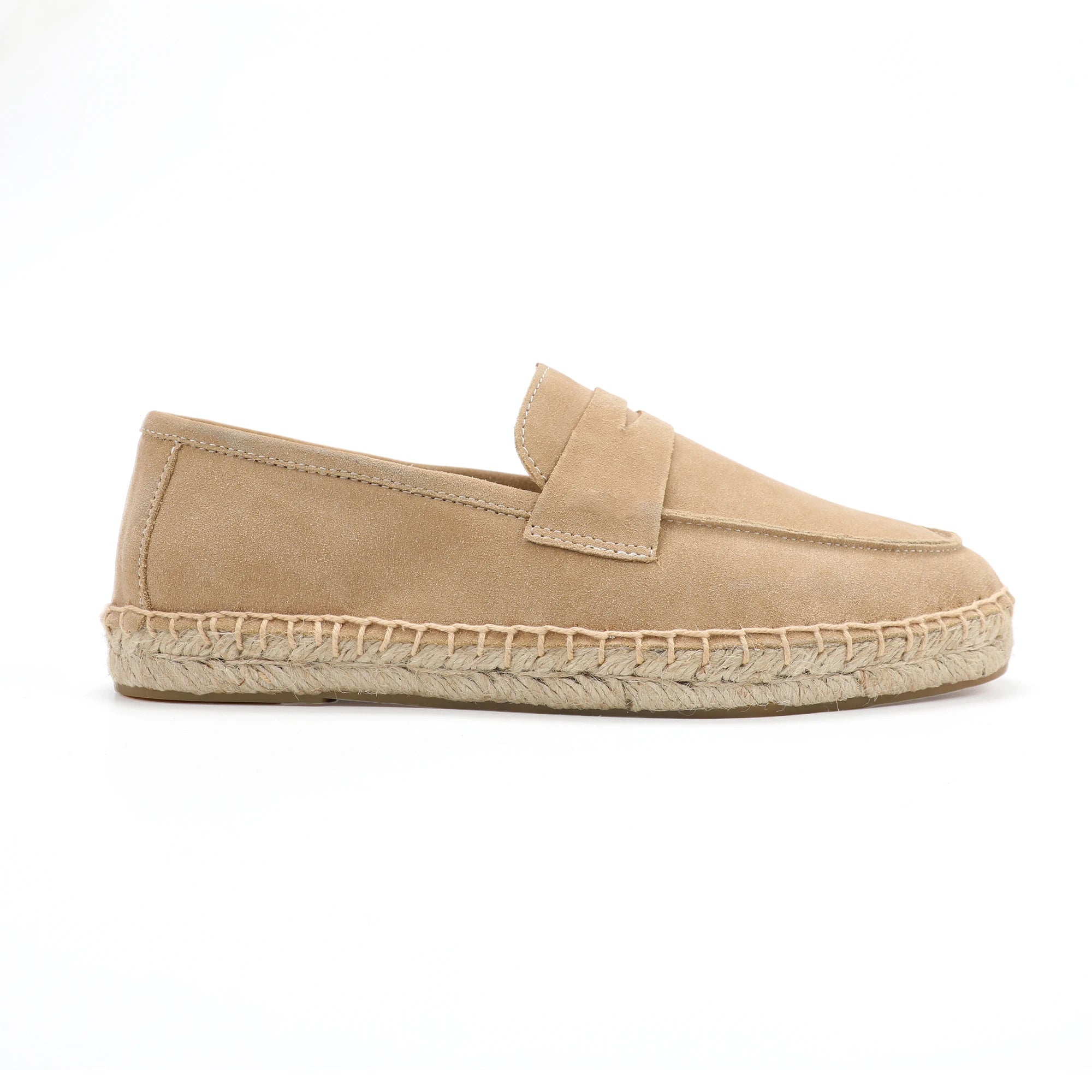 Men's Jute Espadrilles Slip on Loafers Cow Suede Leather Casual Shoes