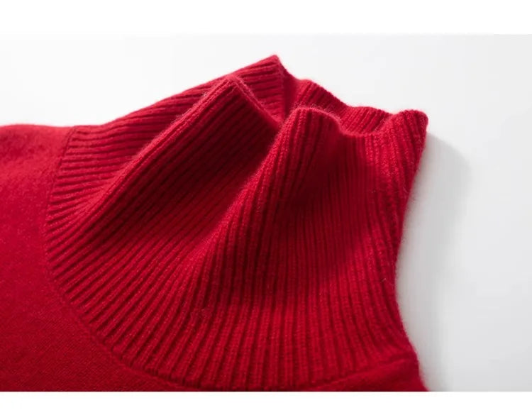 2024 Autumn and Winter New Thick Cashmere Sweater Women High Neck Pullover Sweater Warm Loose Knitted Base Sweater Jacket Tops