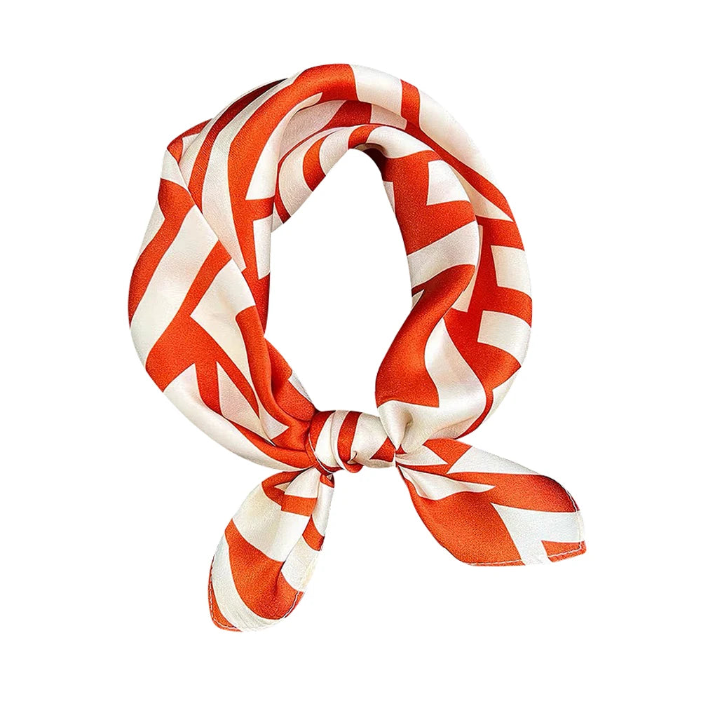 100% Pure Mulberry Silk Women Square Scarf Prints Headband Neckerchief Luxury Female Hair Ornament Female Bandana Scarves 53CM