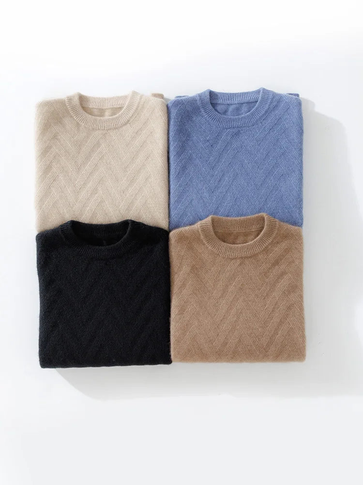 Men's Cashmere Sweater Autumn Winter  O-neck Long Sleeve Pullover  Casual Clothing 100% Merino Wool high-end Knitwear Top