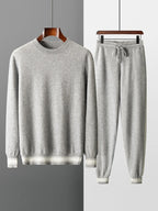 Yoyoselect Men 100% Cashmere Sweater Suit O Neck Pullover Casual Pants Luxury Soft Knitwear Autumn Winter Thick Warm Clothing