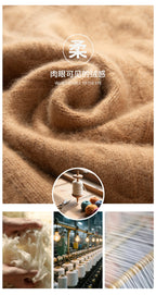 Men's 100% pure cashmere pullover casual solid color knitted sweater loose round neck Tops thick and warm Jumper