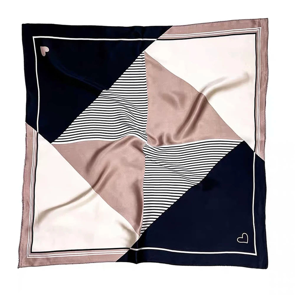 100% Pure Mulberry Silk Women Square Scarf Prints Headband Neckerchief Luxury Female Hair Ornament Female Bandana Scarves 53CM