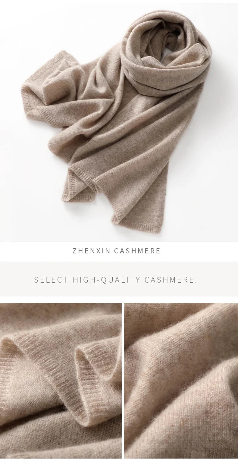 Quality 100% Cashmere Scarf for Women  Men Solid Color Warm Winter Knit Wrap, Soft Luxury Neck Warmer, Fashion Lightweight